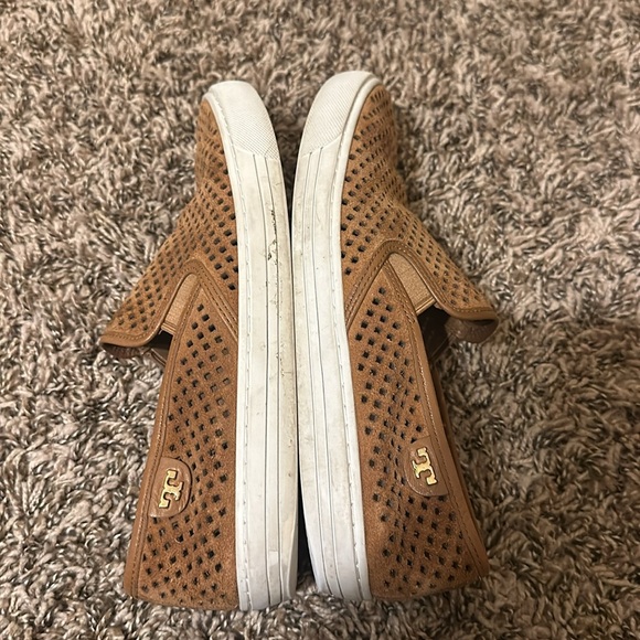 Tory Burch Perforated Suede Slip On Shoes Brown - Picture 8 of 13